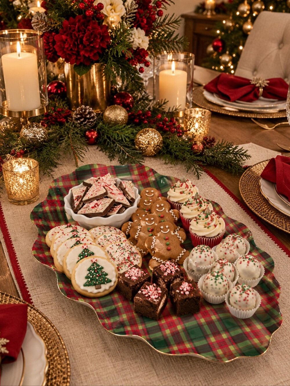 Holiday Plaid Serving Platter - Red & Green